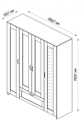 Шкаф четырехдверный Сириус с 1 зеркалом и 1 ящиком белый в Иланском - ilanskij.katalogmebeli.com | фото 3