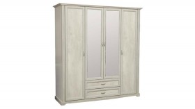 Шкаф для одежды "Сохо" (бетон пайн белый/2 ящика/зеркало) в Иланском - ilanskij.katalogmebeli.com | фото
