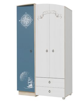 Шкаф для одежды Бриз 1200 Дуб ривьера/ Рамух белый/синий в Иланском - ilanskij.katalogmebeli.com | фото