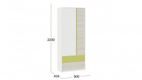 Шкаф для одежды комбинированный «Сканди» Дуб Гарден/Белый/Зеленый в Иланском - ilanskij.katalogmebeli.com | фото 5