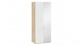 Шкаф для одежды с 1 глухой и 1 зеркальной дверями правый «Эмбер» Яблоня Беллуно/Белый глянец в Иланском - ilanskij.katalogmebeli.com | фото