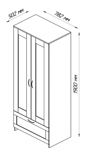 Шкаф двухдверный Сириус с 1 ящиком белый в Иланском - ilanskij.katalogmebeli.com | фото 2