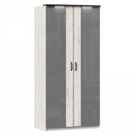 Техно ЛД 678.130.000.007 Шкаф 2-хстворчатый с комбинированными дверями (Дуб Крафт белый/Серый шифер) в Иланском - ilanskij.katalogmebeli.com | фото
