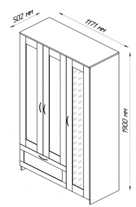 Шкаф трехдверный Сириус с зеркалом и 1 ящиком белый в Иланском - ilanskij.katalogmebeli.com | фото 2