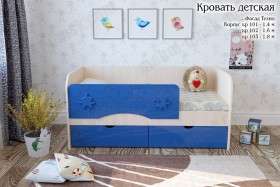 Техно Кровать детская 2 ящика 1.6 Синий глянец в Иланском - ilanskij.katalogmebeli.com | фото